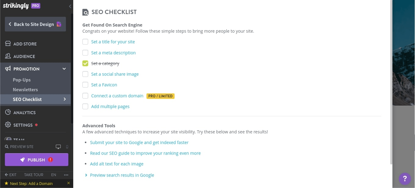 null Strikingly helps with SEO optimization